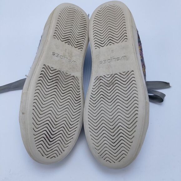 J Slides Skater Sneakers Shoes Sz 8 Floral Embroidered Fabric Ribbon Lace Up - Picture 9 of 11